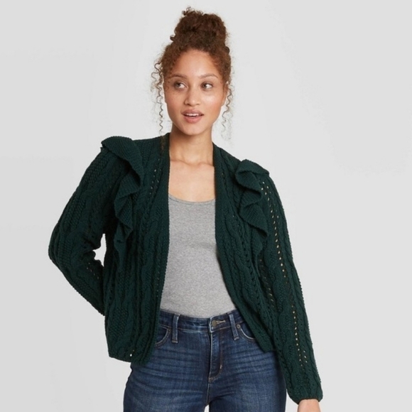 Universal Thread Dark Green Cardigan - Picture 1 of 8